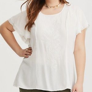 Torrid Boho Embroidered Gauzy Top 2X (NWT)